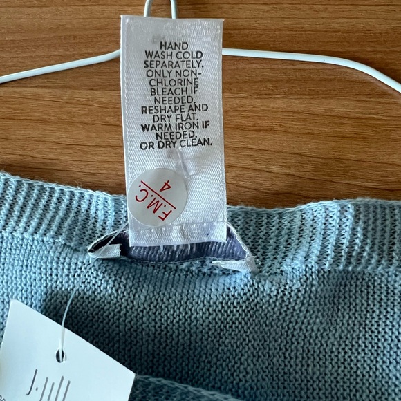 J. Jill Linen-Blend Light Blue Tassel Hem Poncho Top One Size Flowy Boho - Picture 9 of 11